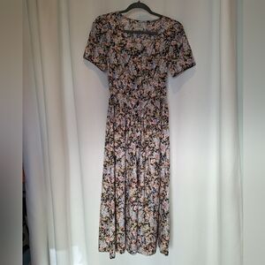 Vintage Laura Ashley navy blue with pink and blue flowers US size 4